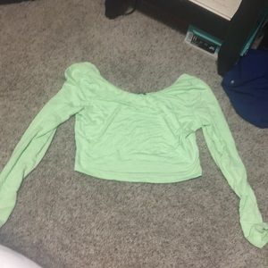 Alien neon green cropped long sleeve top